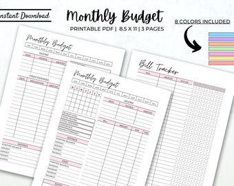 Monthly budget planner printable finance planner expense tracker monthly expenses budget planner us letter happy planner budget inserts pdf