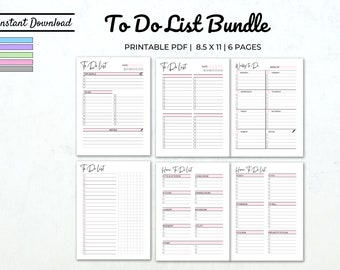 À faire liste imprimable à faire liste bundle à faire liste planificateur page productivité planificateur à faire modèle de liste grand heureux planificateur horaire quotidien pdf