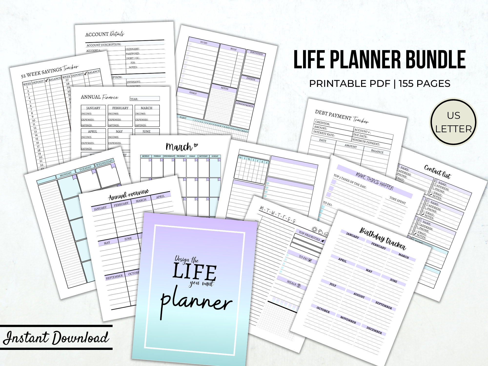 Calendars & Planners Paper A4 Life Planner Printable 2022 US Letter