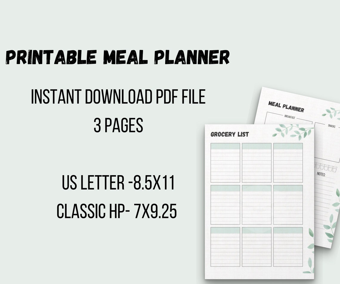 Meal Planner Printable Big Happy Planner Daily Meal Planner - Etsy