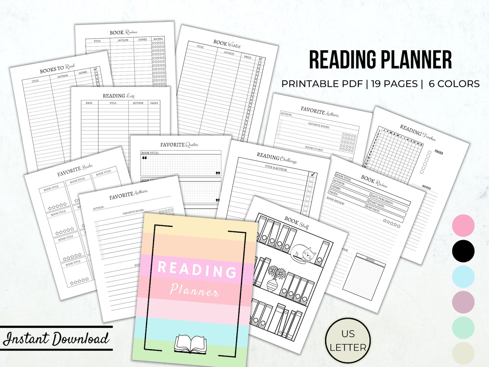 Reading planner printable reading journal book planner reading | Etsy