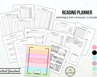 Leseplaner Printable: Buch Journal, Lesetagebuch, Bücherregal (PDF)