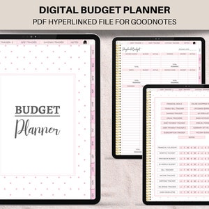 Digital budgetplanerare: Hyperlänkad finansspårare (GoodNotes, PDF)