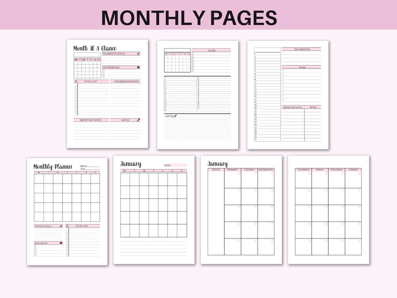 productivity planner ADHD planner for adults daily planner weekly planner monthly planner bundle A4 A5 us letter classic hp inserts pdf zdjęcie 5