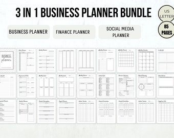 Planificador de negocios planificador de pequeñas empresas plantillas de negocios en el hogar imprimible pdf último paquete de planificador de negocios inserciones de planificador de redes sociales
