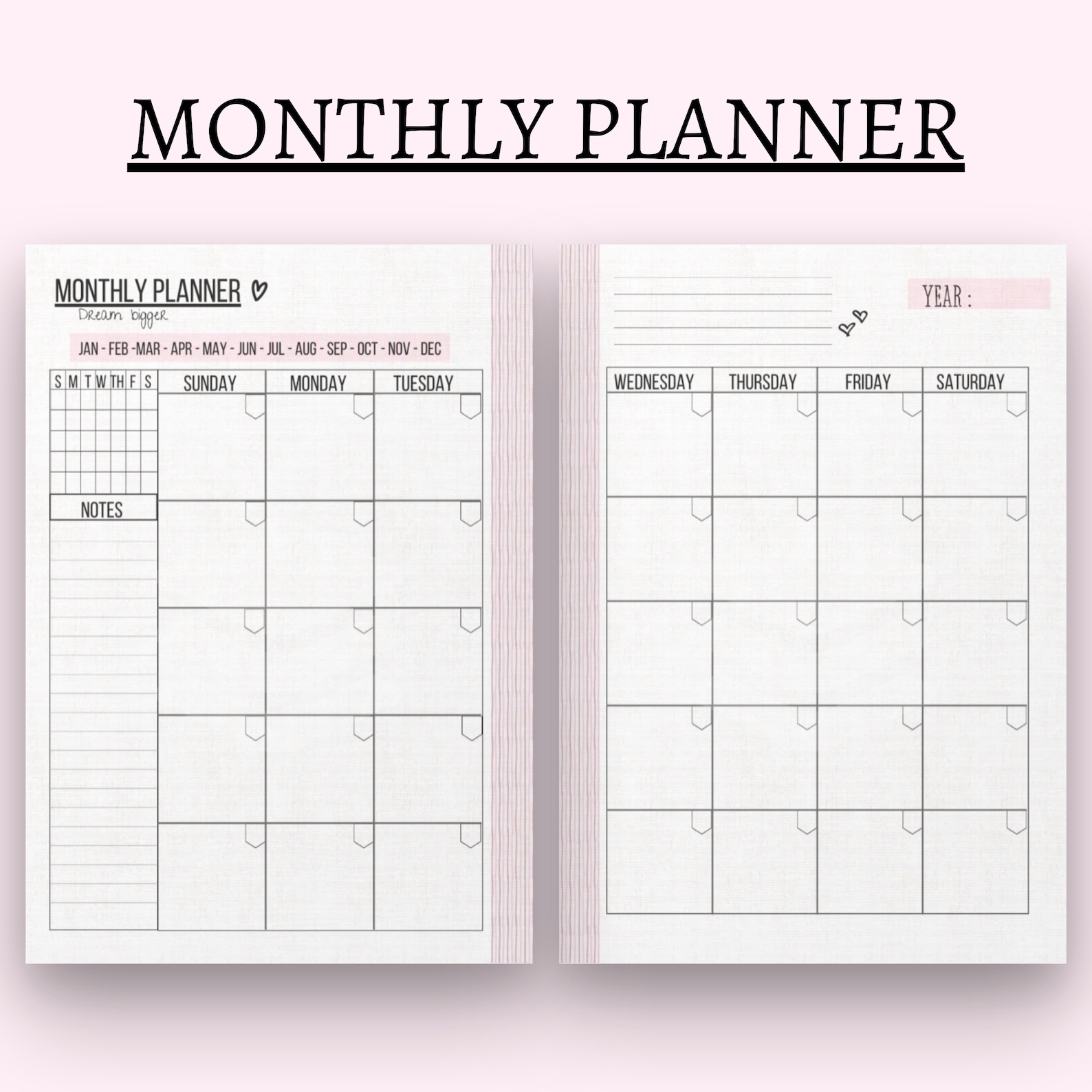 Daily Weekly Monthly Planner Printable Classic HP Digital Big - Etsy