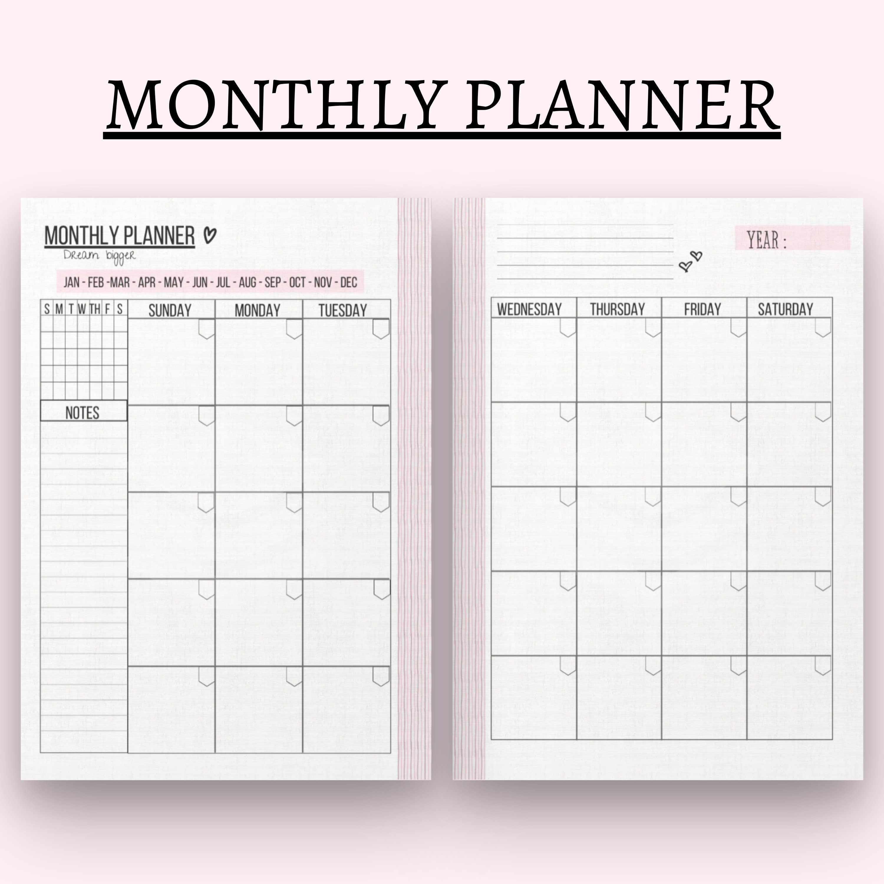 Daily weekly monthly planner printable classic HP digital big Etsy