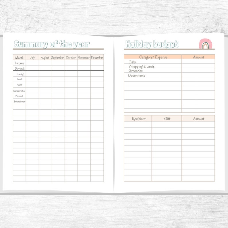 budget planner printable finance planner A5 A4 us letter 8.5x11 digital big happy planner Classic HP inserts monthly budget bill tracker pdf image 8