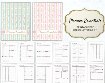 Planer Essentials Druckbarer Tagesplaner Wochenplaner Monatsplaner Monatsübersicht Planer Bundle To Do Liste Happy Planner Einlagen