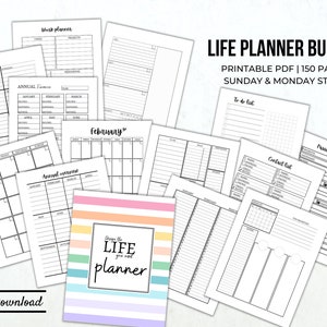 Ultimate life planner life binder planner bundle daily planner weekly planner monthly planner budget planner fitness planner inserts pdf