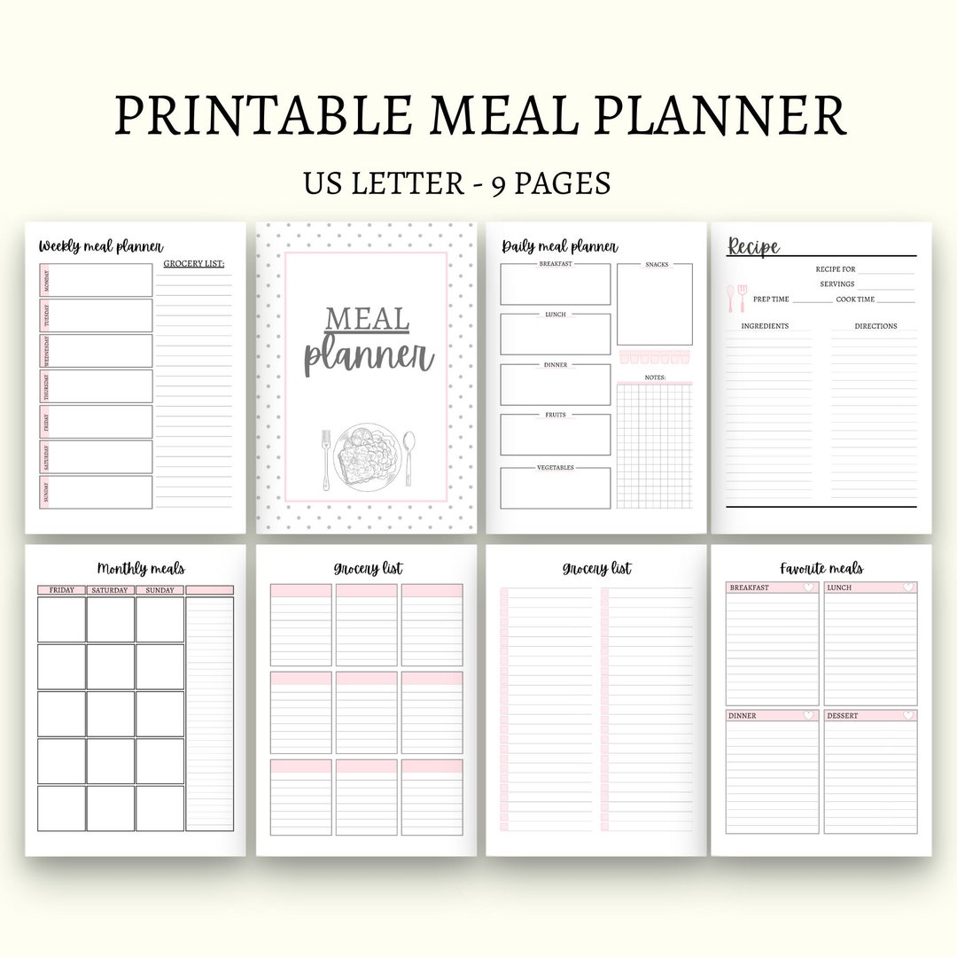 Meal Planner Daily Meal Planner Weekly Meal Planner Printable Grocery ...
