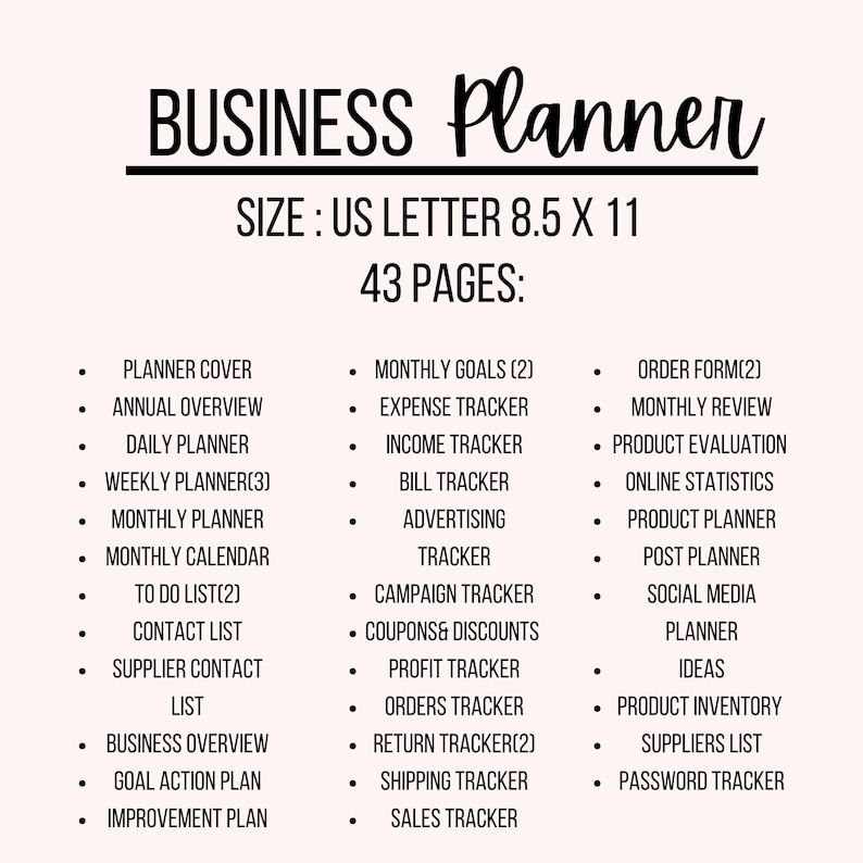 Business Planner Small Business Planner Home Business Etsy