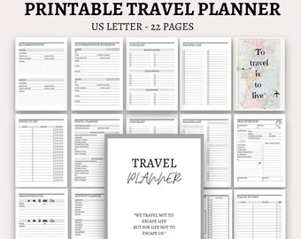 Printable Travel Planner: Vacation Itinerary Organizer (US Letter) (PDF)