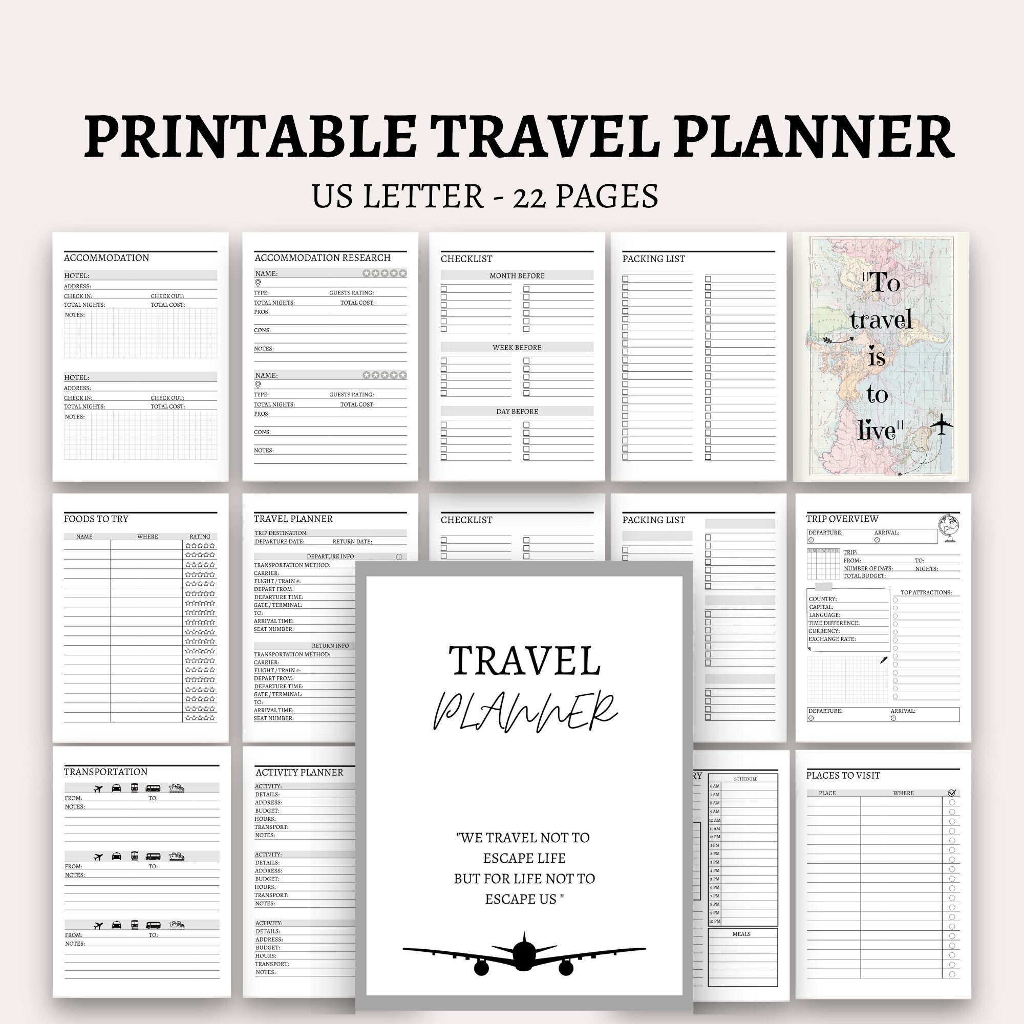 Travel Planner Travel Journal Vacation Planner Trip Itinerary Etsy