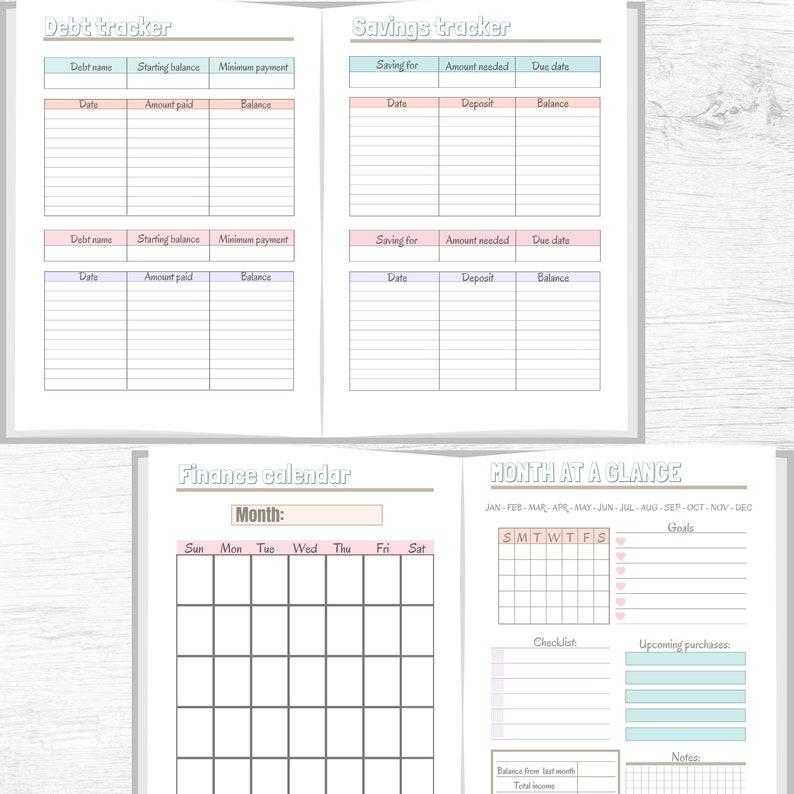 budget planner printable finance planner A5 A4 us letter 8.5x11 digital big happy planner Classic HP inserts monthly budget bill tracker pdf image 6