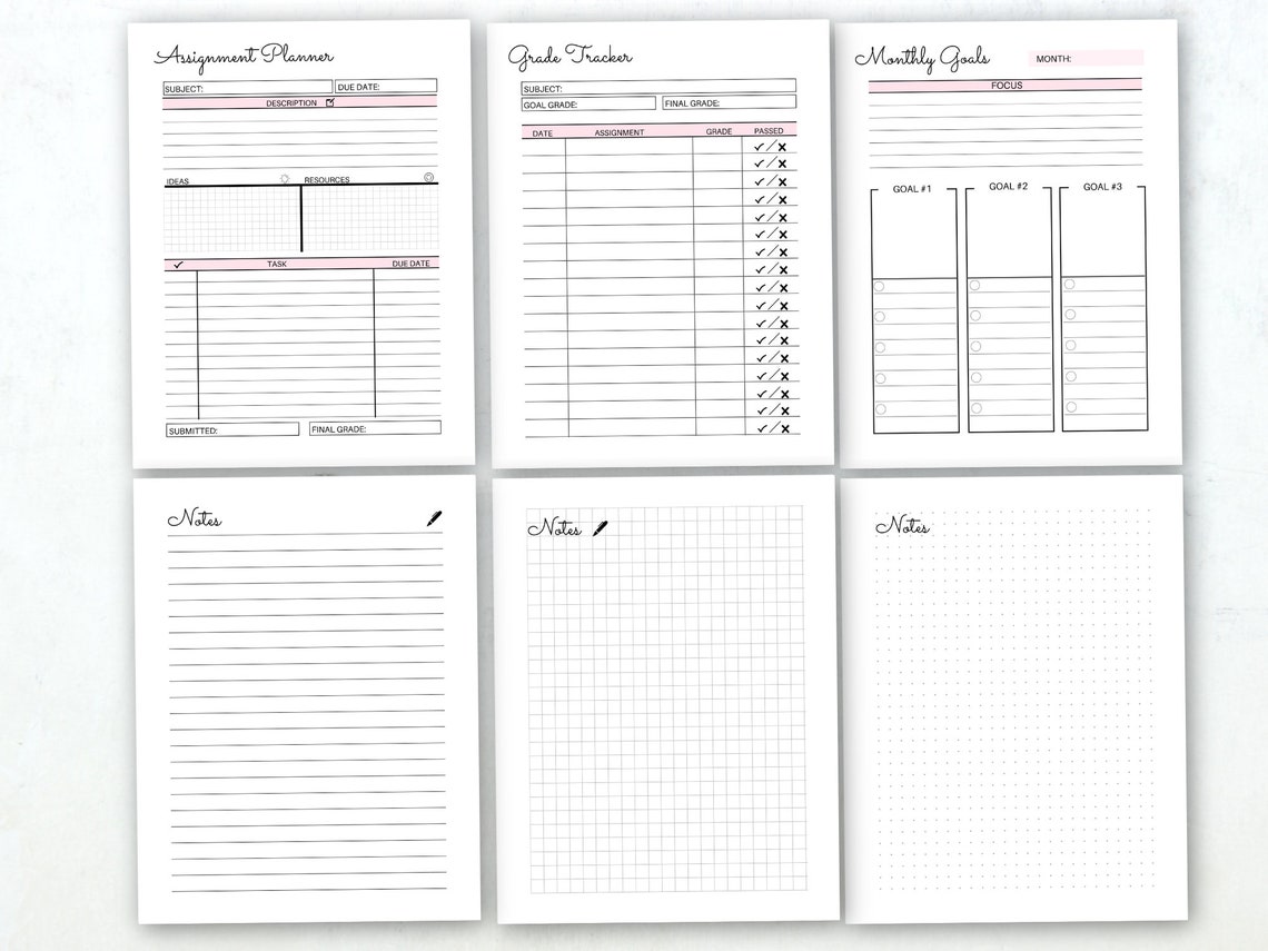 Student Planner Study Planner Printable Academic Planner Etsy Australia