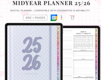 2025-2026 Mid-Year Digital Planner: Goodnotes iPad Journal (PDF Files Included