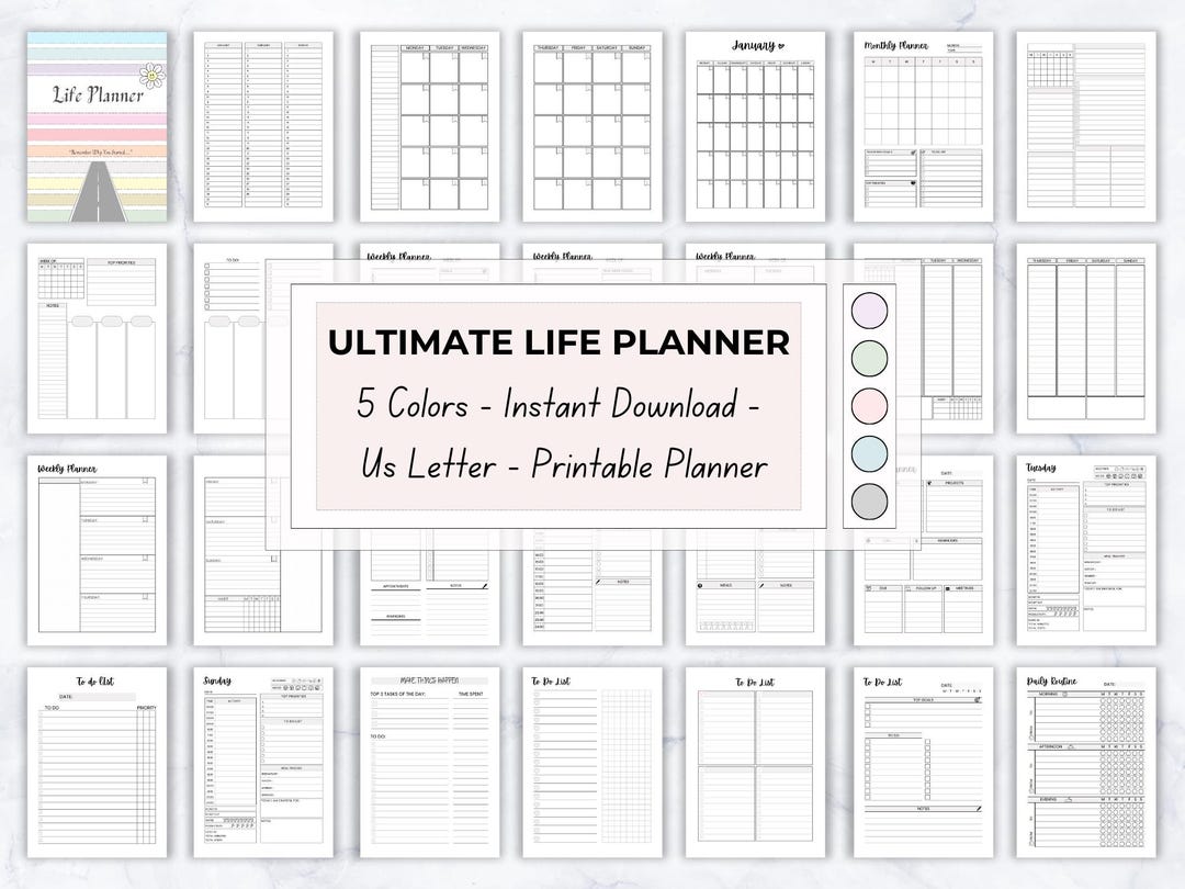 Home Management Planner Printable Life Planner ADHD for Adults Templates Digital Planner Bundle ...