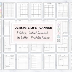 Home management planner Printable Life Planner ADHD for Adults Templates digital Planner Bundle Productivity Templates Ultimate Life Planne