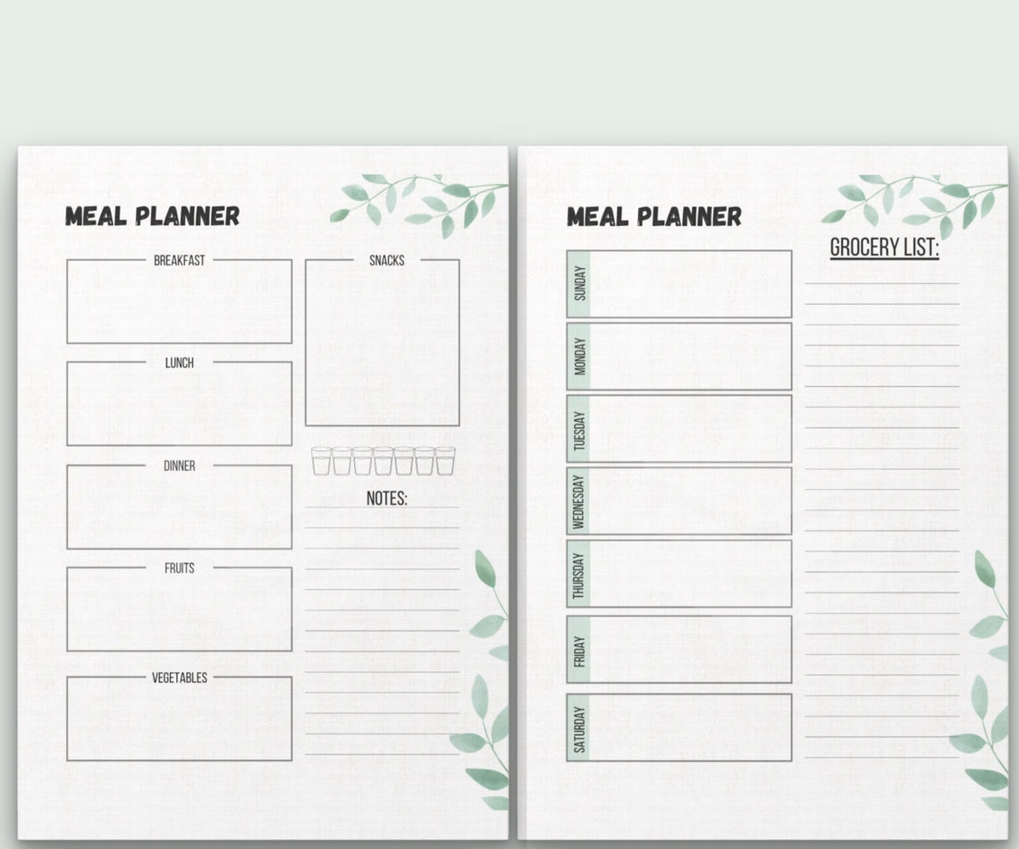 Meal Planner Printable Big Happy Planner Daily Meal Planner - Etsy