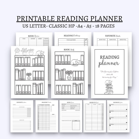 Leseplaner druckbares Lesetagebuch Buch Planer Lesetagebuch Regal Classic  HP Big Happy Planner A5 A4 Lesetracker Einlagen pdf - Etsy.de