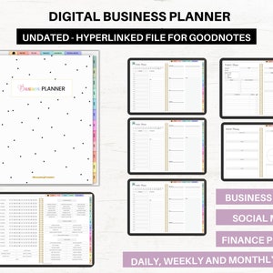 Digital business planner GoodNotes Business planner Social media tracker for iPad home business organizer notability planner template