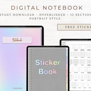 Digital notebook goodnotes digital journal hyperlinked pdf  digital student planner digital notebook for ipad digital goodnotes templates