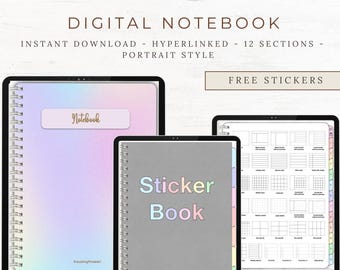 Hyperlinked Digital Notebook, Student Planner, GoodNotes Templates (PDF)