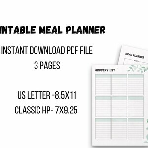 Meal planner printable big happy planner daily meal planner | Etsy