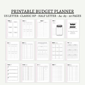 Digital budget planner printable finance planner A5 A4 us letter 8.5x11 half letter sizes instant download pdf file