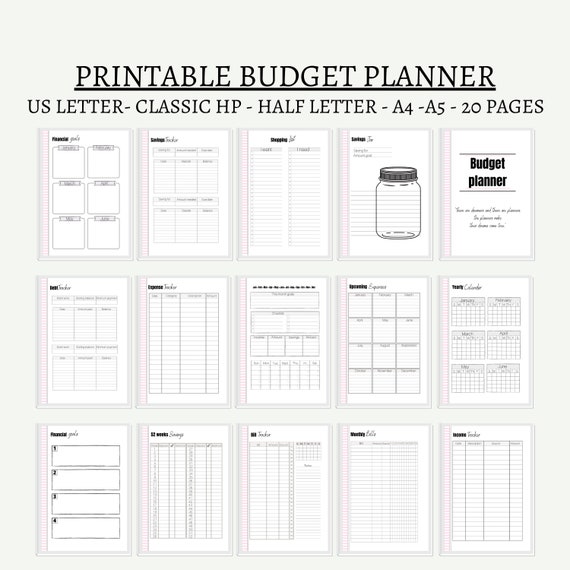 Digital Budget Planner Printable Finance Planner A5 A4 Us | Etsy UK