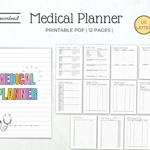 Medical planner health care binder doctor visits planner health tracker happy planner symptoms tracker medical inserts instant download pdf