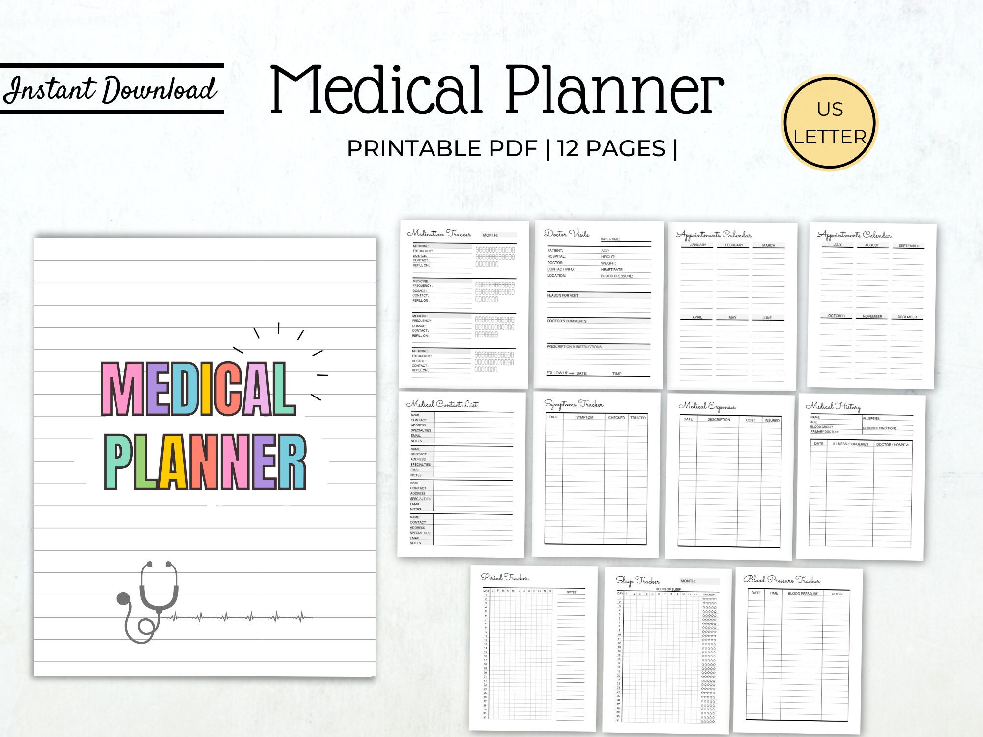 Medical Planner Health Care Binder Doctor Visits Planner Etsy