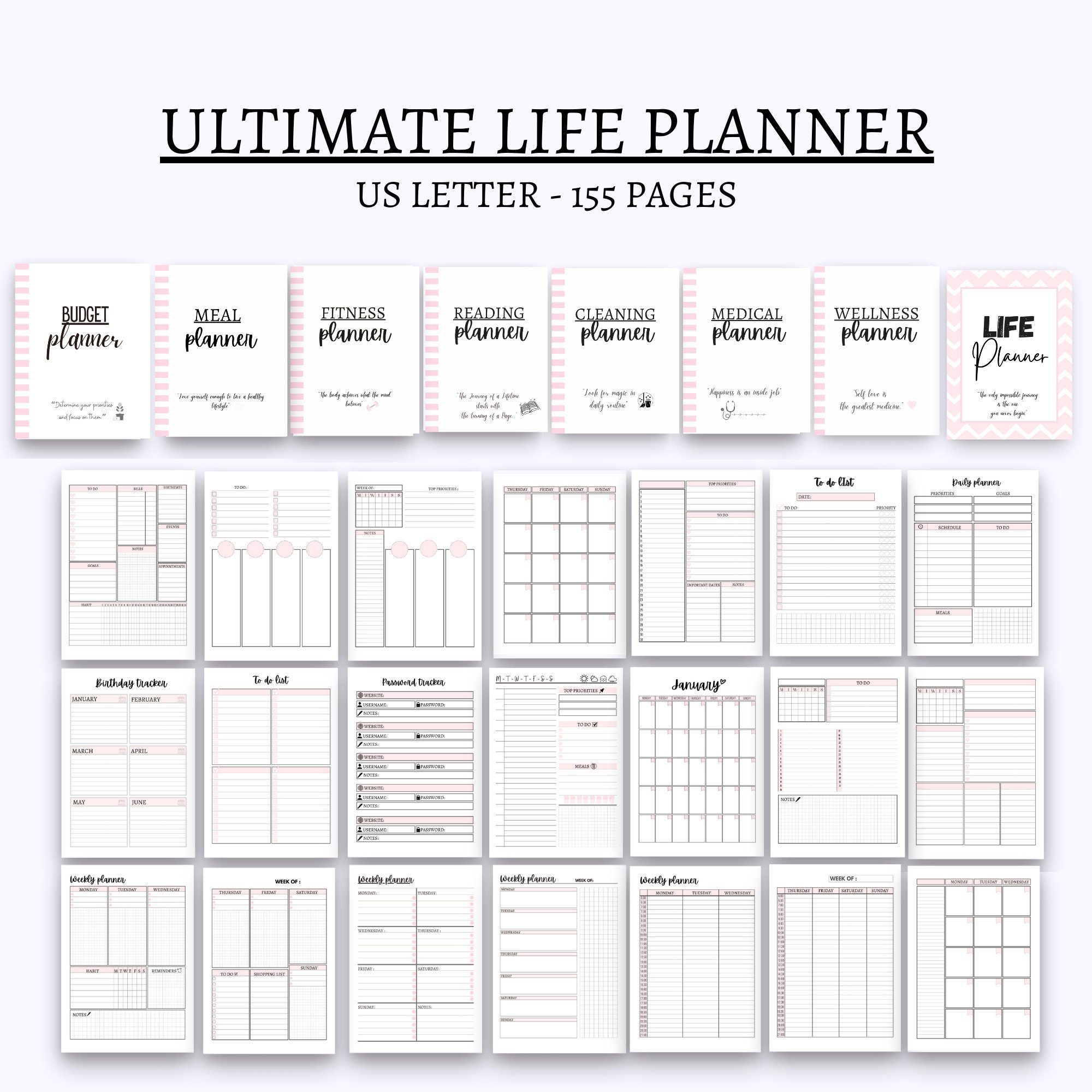 Ultimate Life Planner Life Binder Planner Bundle Daily Planner Weekly  Planner Monthly Planner Budget Planner Fitness Planner Inserts Pdf 