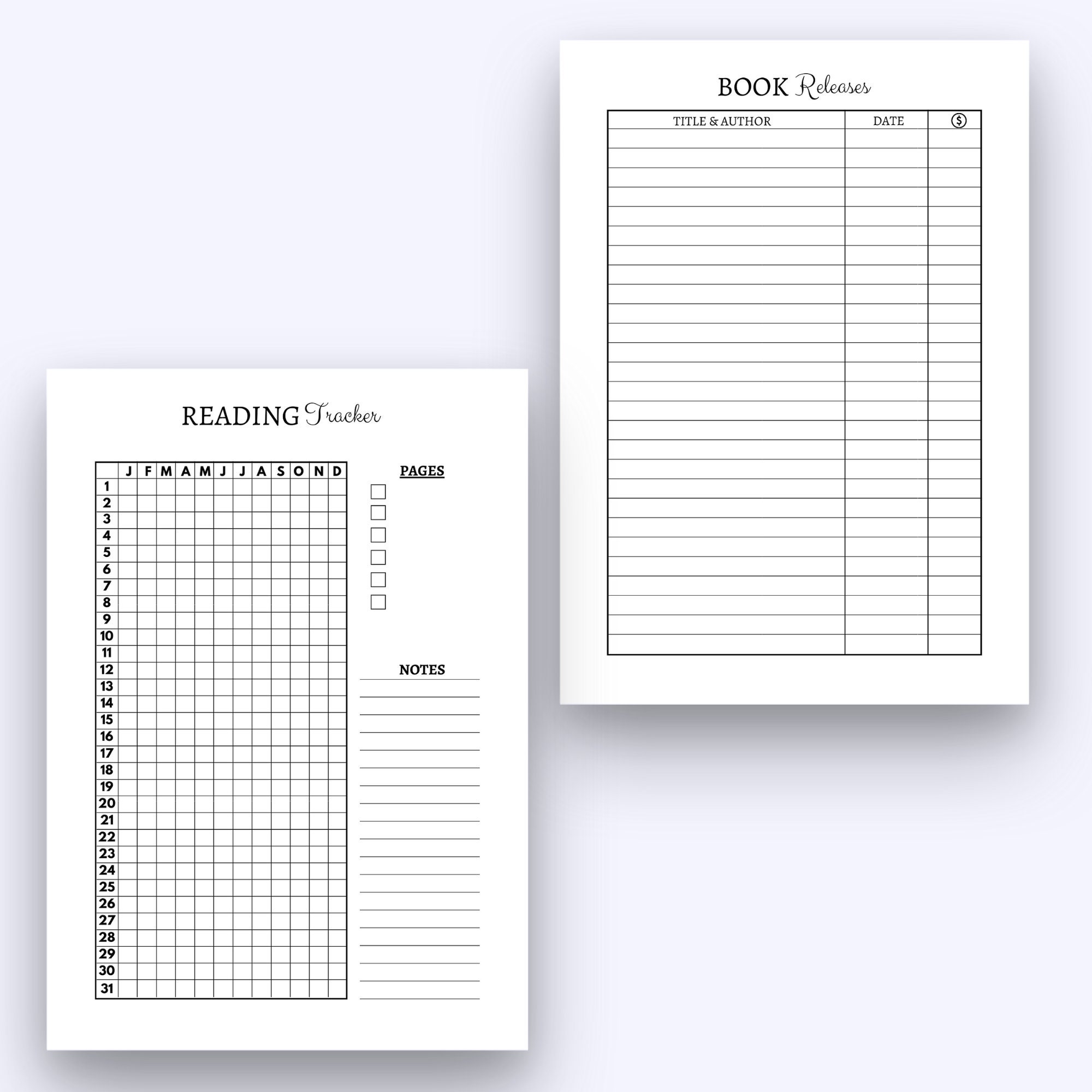 Reading Planner Printable: Book Log, Wishlist, Tracker (A4/A5/HP, PDF ...
