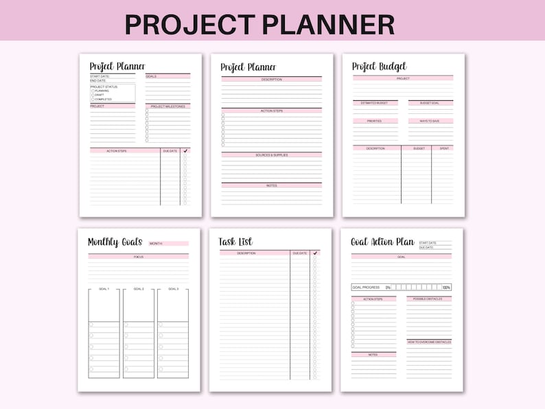 planificador de productividad Planificador de TDAH para adultos planificador diario planificador semanal paquete de planificador mensual A4 A5 us letter classic hp inserts pdf imagen 6