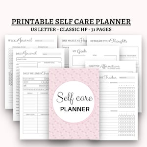Self care planner self care journal wellness planner printable gratitude journal big happy planner insert classic hp self care workbook pdf