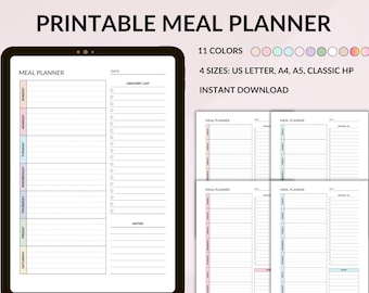 Weekly Meal Planner Printable: Grocery List, Undated Template (PDF)