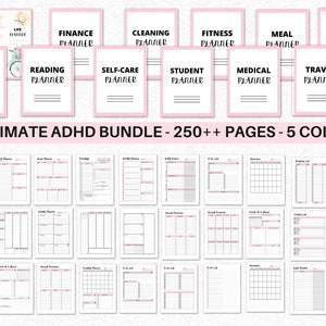 ADHD planner for adults Printable ADHD planner Home management planner bundle ultimate life binder PDF Productivity planner
