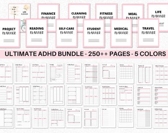 ADHD planner for adults Printable ADHD planner Home management planner bundle ultimate life binder PDF Productivity planner