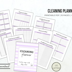 Cleaning planner cleaning schedule printable cleaning checklist cleaning tasks daily cleaning weekly cleaning monthly cleaning inserts pdf