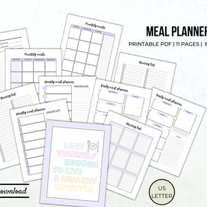 Mahlzeit Planer tägliche Mahlzeit Planer wöchentliche Mahlzeit Planer druckbare Lebensmittelliste Menü Planer Rezept Planer Lebensmittel Zeitschrift große glücklich Planer pdf