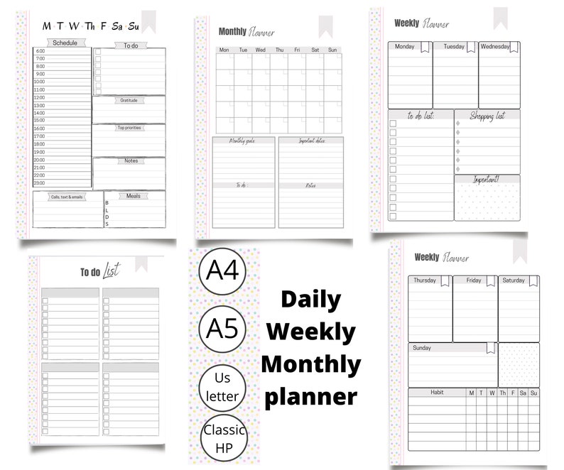 Month At A Glance Daily Weekly And Monthly Planner Printable Etsy Month at a glance daily weekly and monthly planner printable etsy