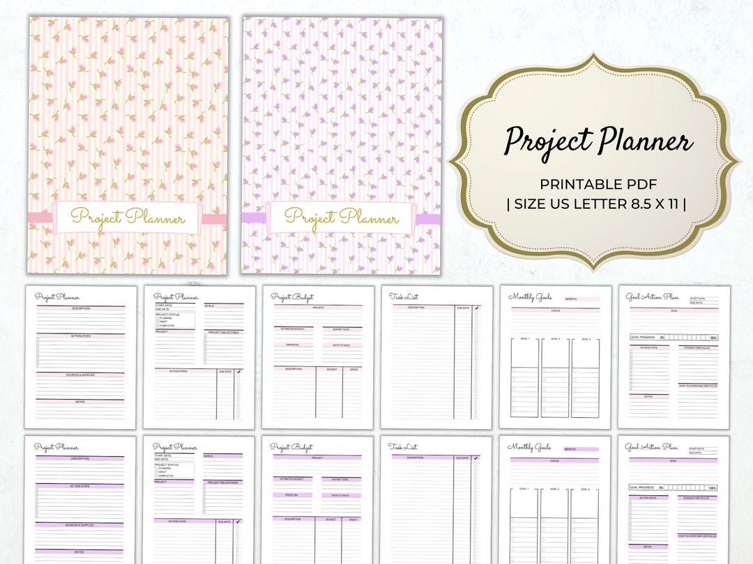 Project Planner Printable: Task Tracker, Goal Action Plan (PDF) - Etsy