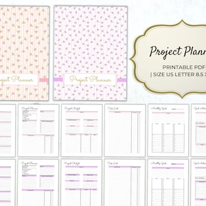 project planner printable productivity planner task tracker project templates goal planner inserts happy planner instant download pdf