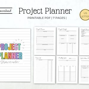 project planner printable productivity planner task tracker project templates goal planner inserts happy planner instant download pdf