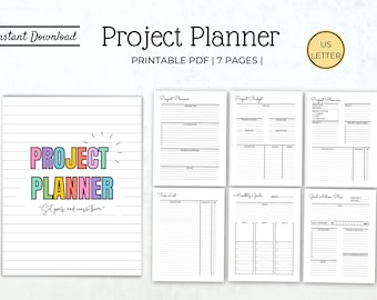 project planner printable productivity planner task tracker project templates goal planner inserts happy planner instant download pdf