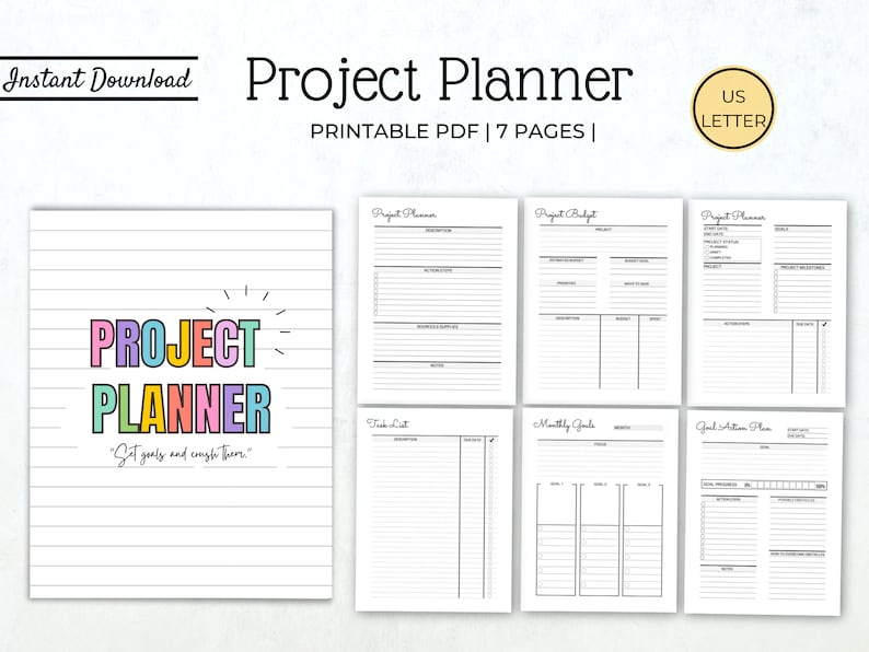 Project Planner Printable Productivity Planner Task Tracker - Etsy