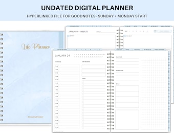 digitaler Planer undatierter digitaler Planer goodnotes digital journal Tagesplaner Wochenplaner Monatsplaner für ipad 2023 Template