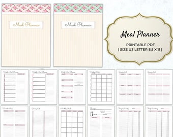 Printable Meal Planner: Weekly, Daily, Recipe, Grocery List (US Letter PDF)